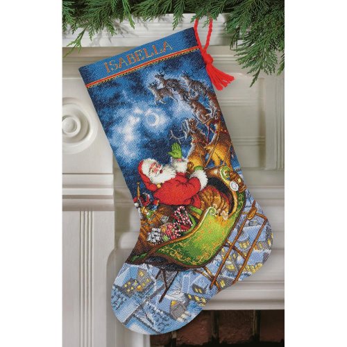 (image for) Gold Collection Santa's Flight Stocking Counted Cross Stitch